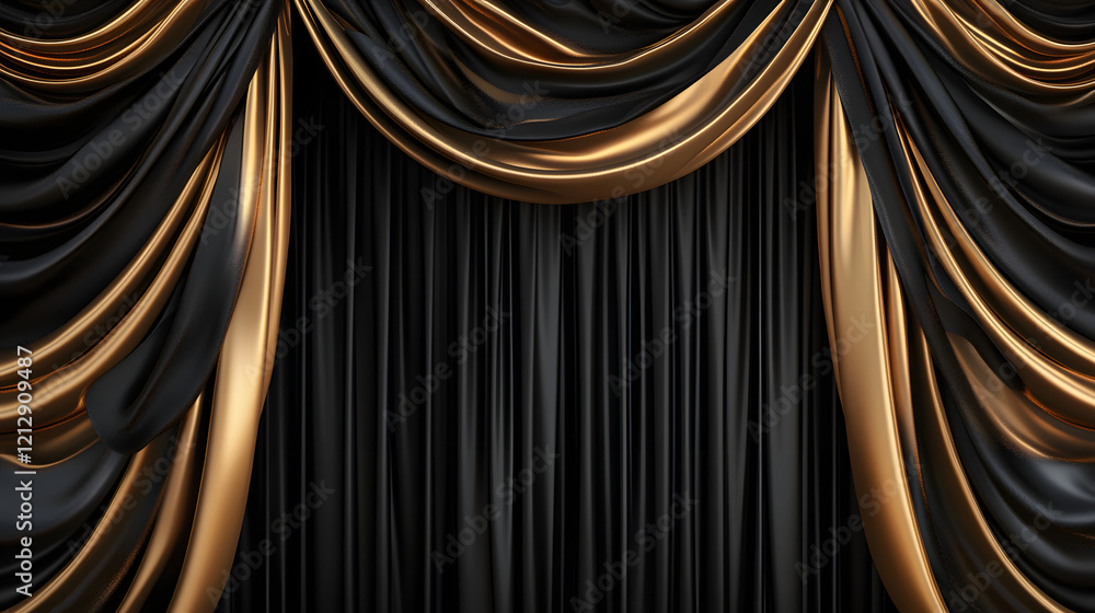 Poster luxurious golden background with satin drapery. 3d illustration, 3d rendering.3d abstract modern bus