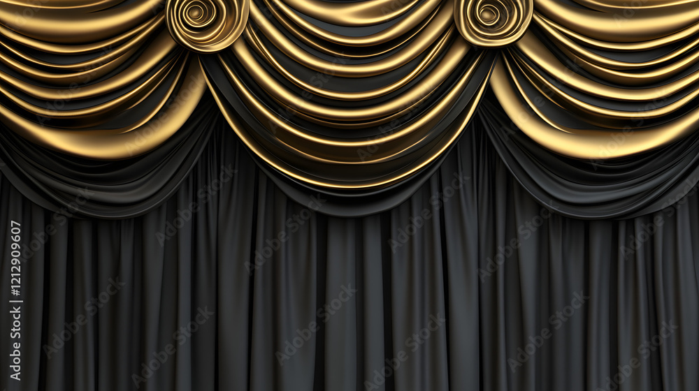 Poster luxurious golden background with satin drapery. 3d illustration, 3d rendering.3d abstract modern bus