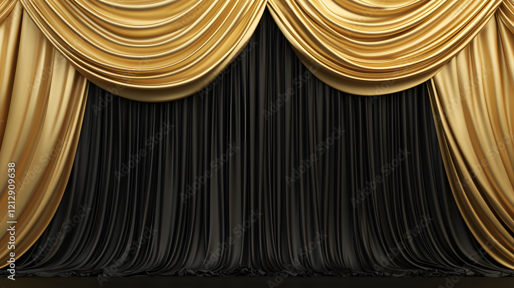 Poster luxurious golden background with satin drapery. 3d illustration, 3d rendering.3d abstract modern bus