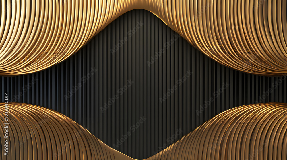 Poster luxurious golden background with satin drapery. 3d illustration, 3d rendering.3d abstract modern bus