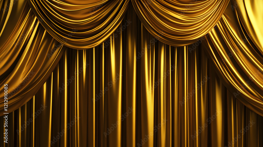 Poster luxurious golden background with satin drapery. 3d illustration, 3d rendering.3d abstract modern bus