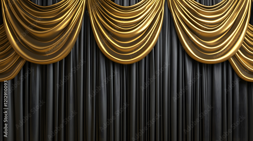 Poster luxurious golden background with satin drapery. 3d illustration, 3d rendering.3d abstract modern bus