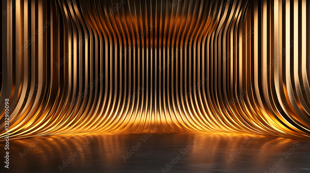 Poster luxurious golden background with satin drapery. 3d illustration, 3d rendering.3d abstract modern bus