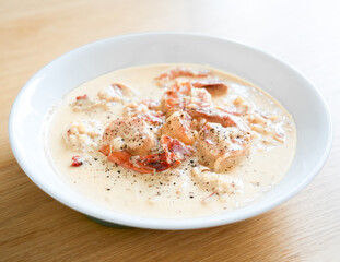 creamy garlic prawn shrimp in a plate