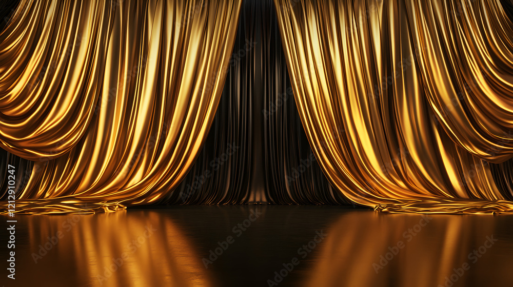 Poster luxurious golden background with satin drapery. 3d illustration, 3d rendering.3d abstract modern bus