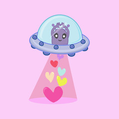 a friendly alien spreading love from its UFO