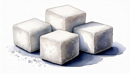 Sugar cubes on a smooth surface, pure white sweeteners stacked neatly, ideal for kitchen decor or baking themes.