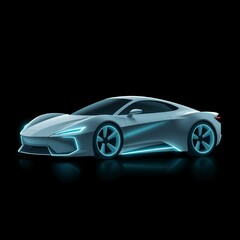 Futuristic sports car with neon lights