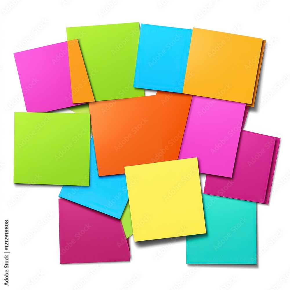Poster a vibrant collection of colorful sticky notes arranged in a creative layout, perfect for brainstormi