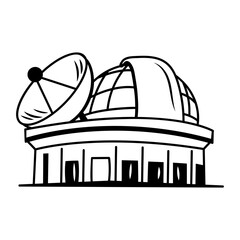 Space observatory icon in doodle style
