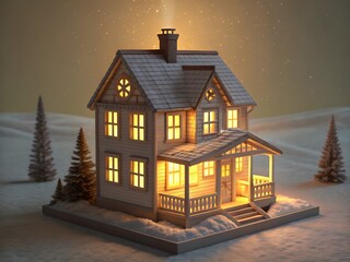 a-photo-of-a-tiny-house-model-glowing