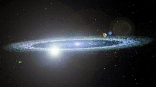 Sombrero galaxy rotating in deep space. Animation based on image by nasa