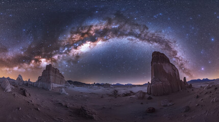 Stunning Milky Way View Over Desert Landscape at Night