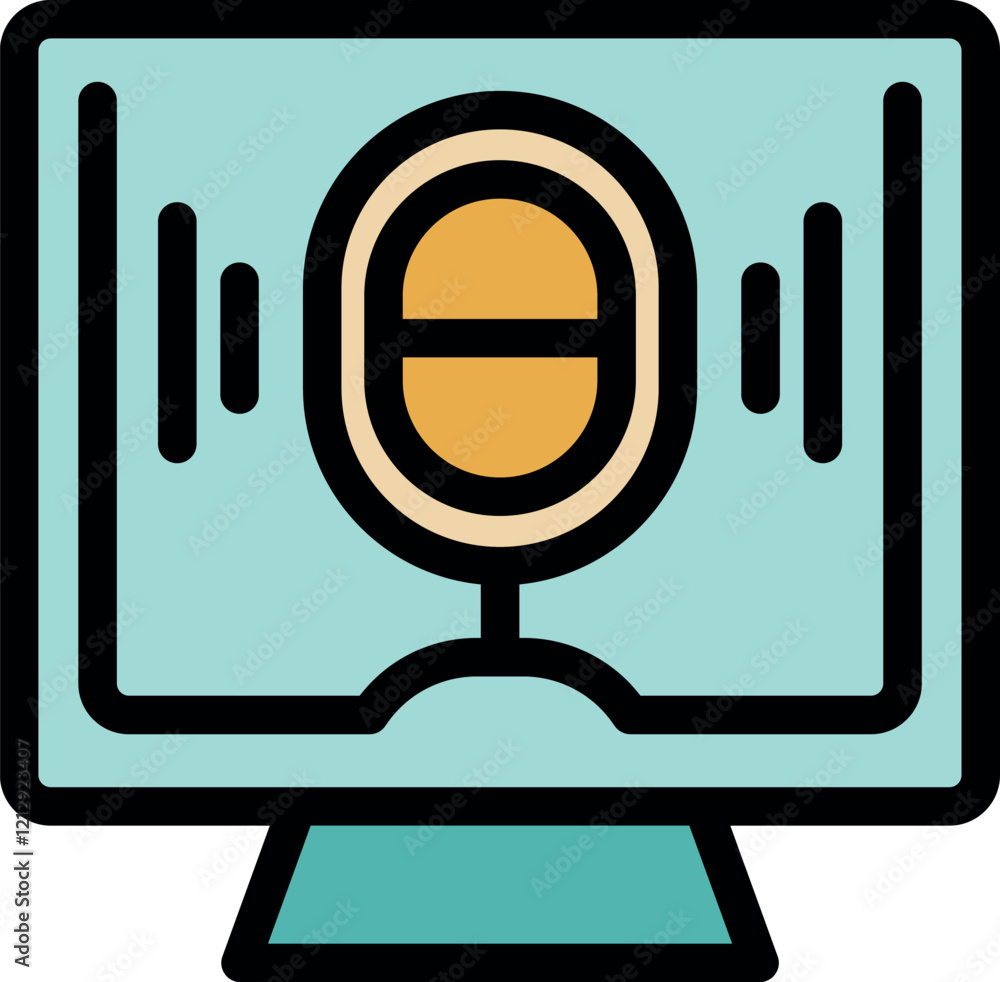 Aufkleber podcast recording software displaying microphone and sound waves, ideal for podcasting and online au