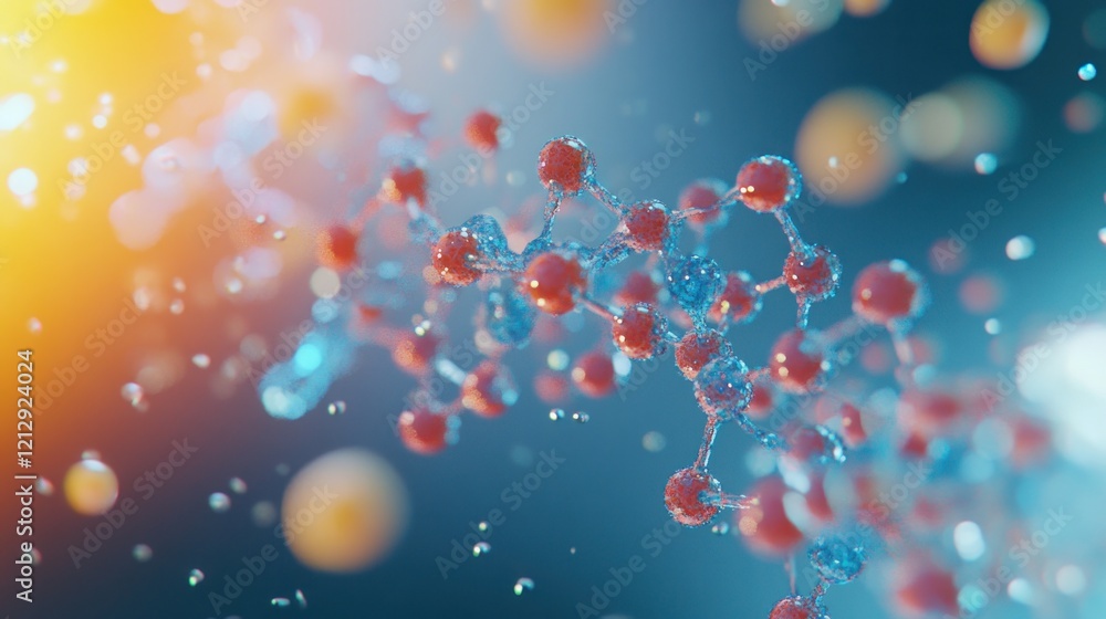 Poster abstract molecular structure: a vibrant 3d rendering of interconnected atoms
