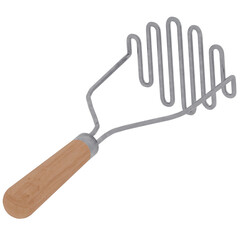 3d render potato masher with transparent background