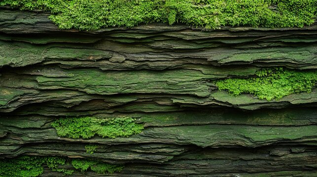 Exploring green rock layers nature close-up
