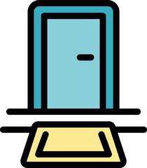 Clean doormat placed in front of a closed door, ensuring a tidy and safe home environment