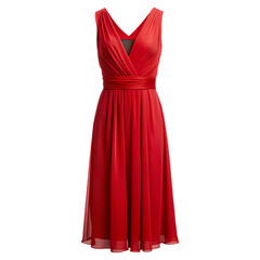 Red v-neck sleeveless dress