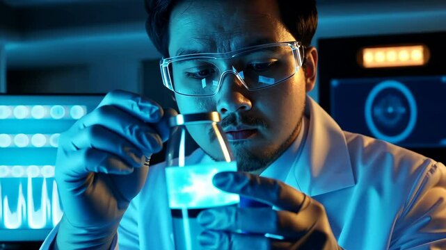 Scientist examining sample. High quality 4k footage