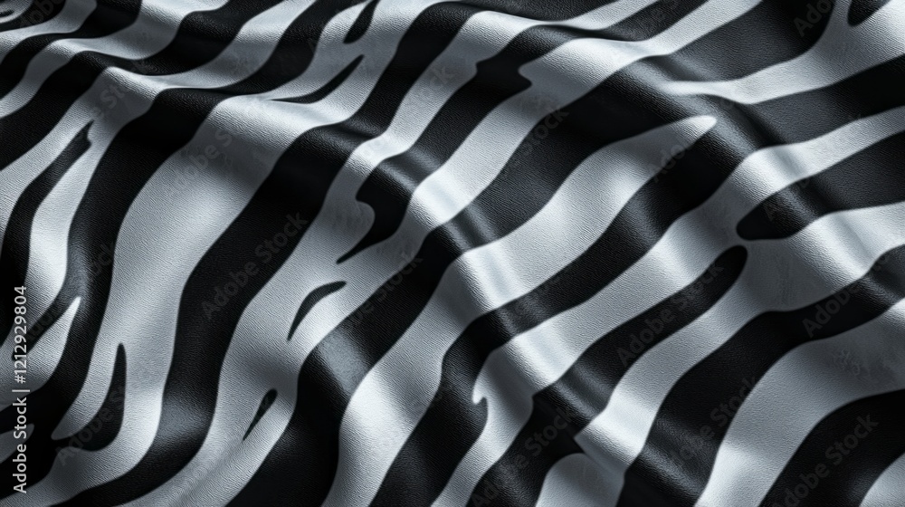 Poster intricate zebra print pattern weaves through soft, flowing fabric, displaying a captivating play of 