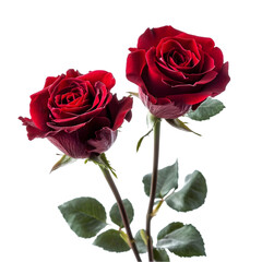 Fototapeta premium Two Dark Red Roses Romantic Flowers Love Valentine s Day Botany