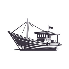 Classic Boat Silhouette Illustration Template