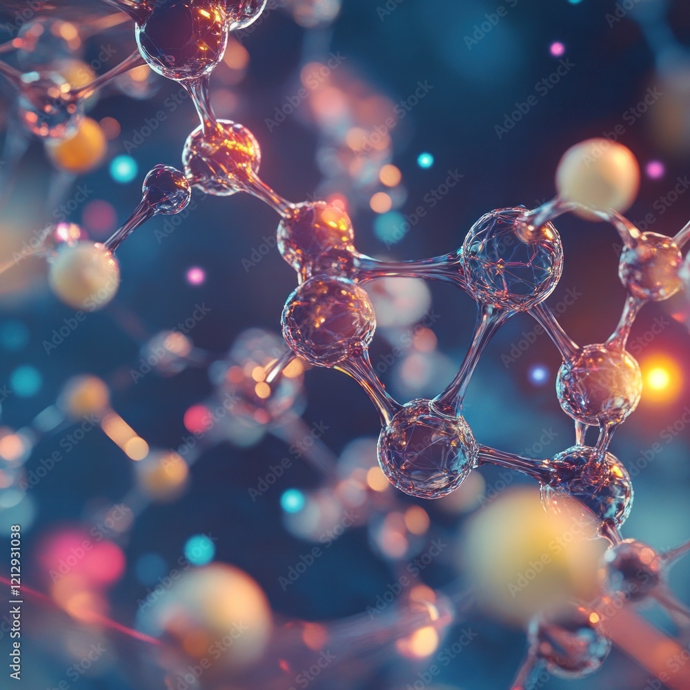 Poster intricate molecular structure: a 3d visualization of atomic bonds and interactions