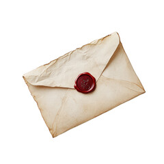 Vintage Valentine Letter with Red Wax Seal Png Background