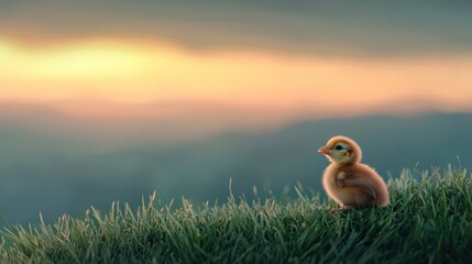 Curious baby wildlife peek through tall grass at sunset nature serene environment low angle view