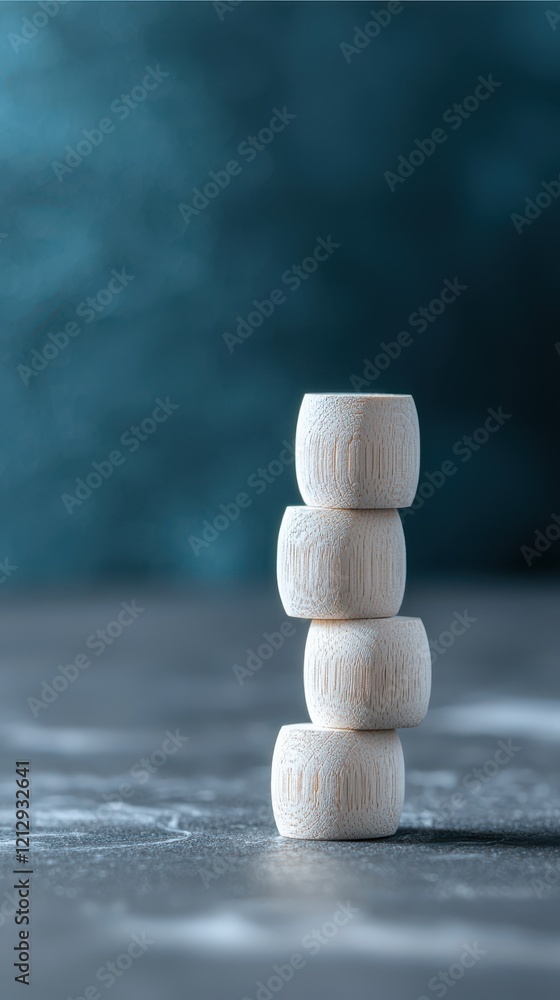 Poster building team productivity with stacked objects on a marble surface abstract conceptual view minimal