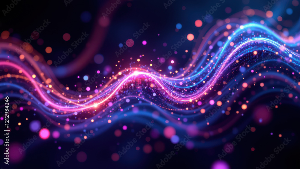 Aufkleber gamma ai - digital abstract with vibrant waves and light particles.