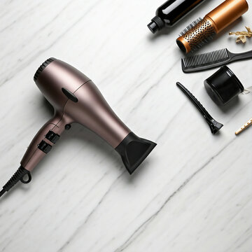 Hair Styling Tools on Marble