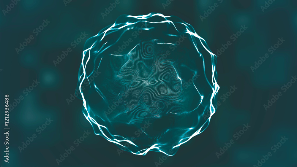 Aufkleber futuristic and abstract fluid geometric sphere on dark background. abstract motion graphics with flu