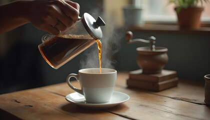 hand serving coffee, Generated image