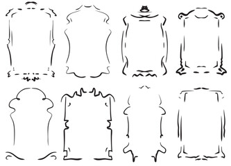 Handcrafted sketch frames in a vector style set for creative projects and design