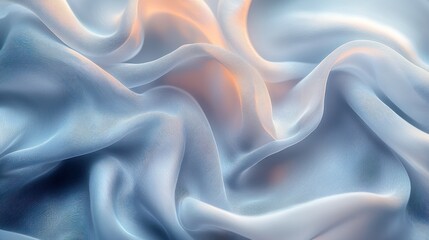 Obraz premium Flowing blue fabric with warm light backdrop for textiles or design.
