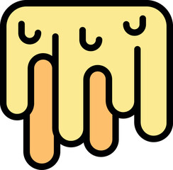 Thick yellow glaze dripping, featuring holes and lines, creating a visually appealing texture