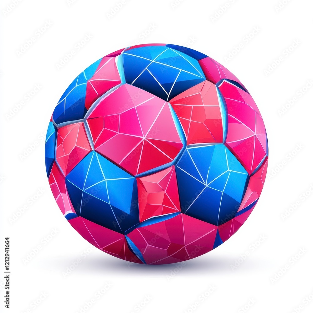 Poster a vibrant geometric abstract ball with colorful facets and interlocking shapes representing modern a
