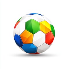 Fototapeta premium Colorful geometric soccer ball designed with vibrant polygons perfect for a contemporary sports concept