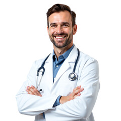 Fototapeta premium male Medical Doctor with Stethoscope in Portrait, Transparent PNG