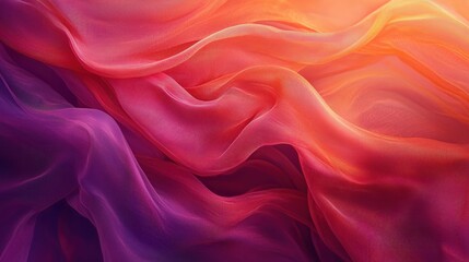 Obraz premium Flowing sheer fabric with sunset hues.