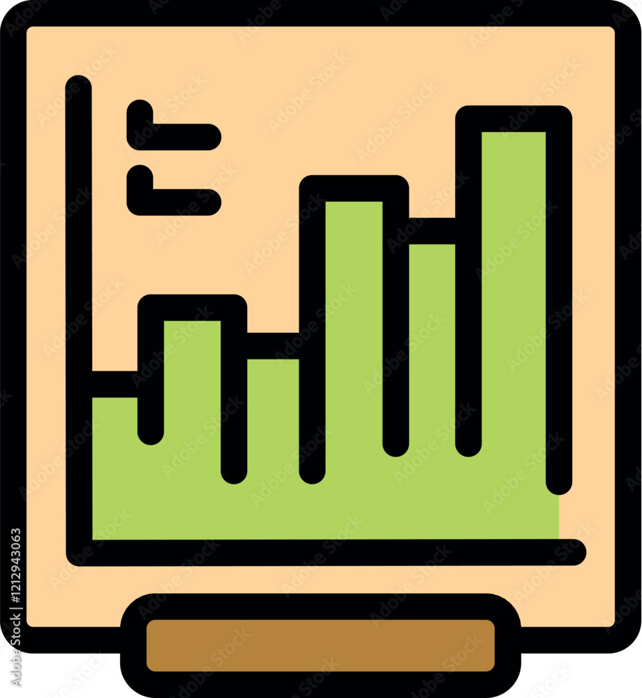 Poster growing bar chart is displayed on a board representing increasing profits