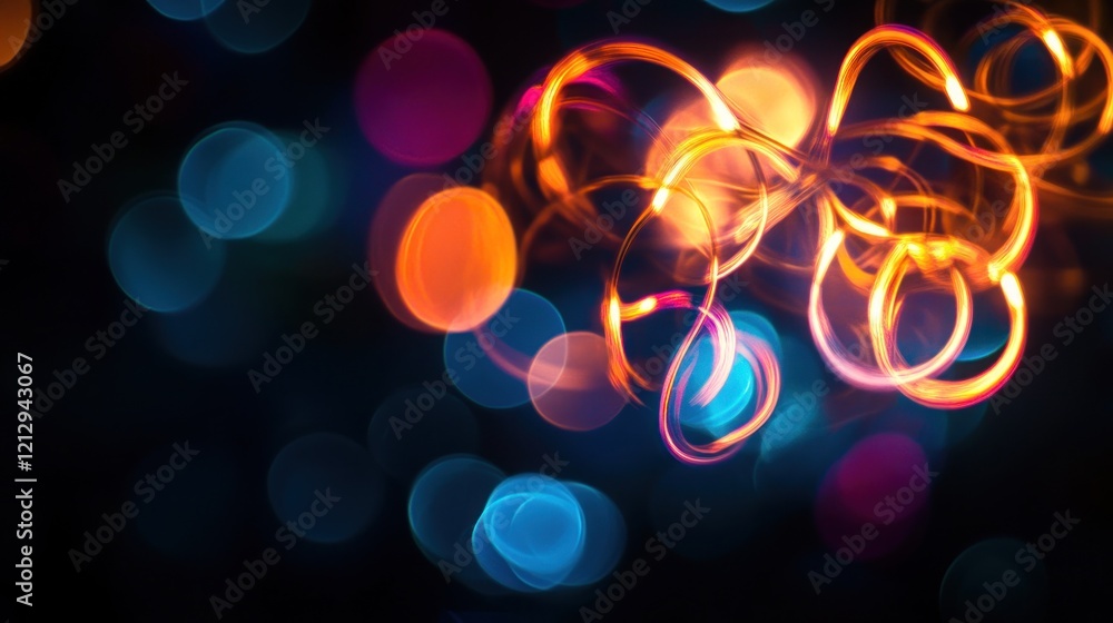 Poster abstract light trails with bokeh