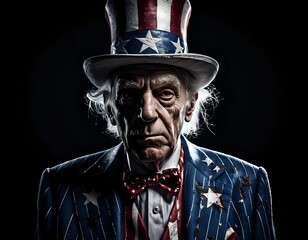 Weathered Uncle Sam: A Somber Portrait in Patriotism