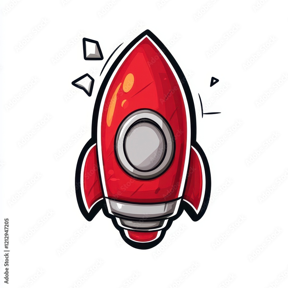 Poster a playful and colorful rocket ship in a whimsical design, illustrating adventure and exploration in 