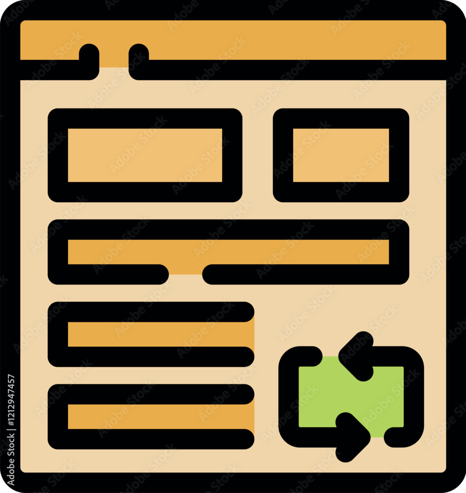 Poster website undergoing content update, symbolized by a reload button on the webpage layout