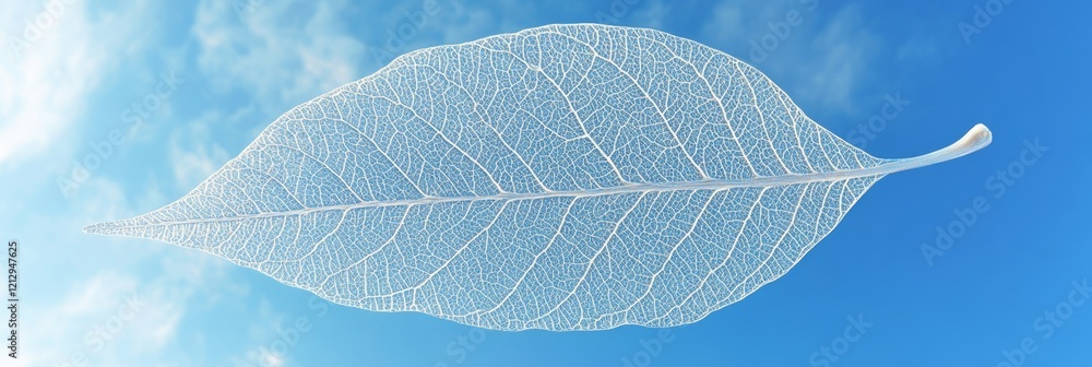 Poster delicate 3d leaf design with smooth edges on a clear sky background