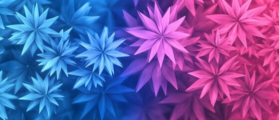 Vibrant glowing floral pattern in pink and purple hues with a symmetrical design