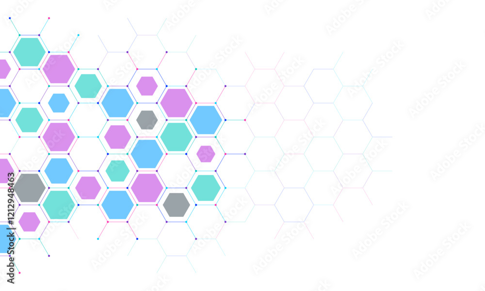 Poster Graphic design element with abstract geometric background of simple hexagon pattern